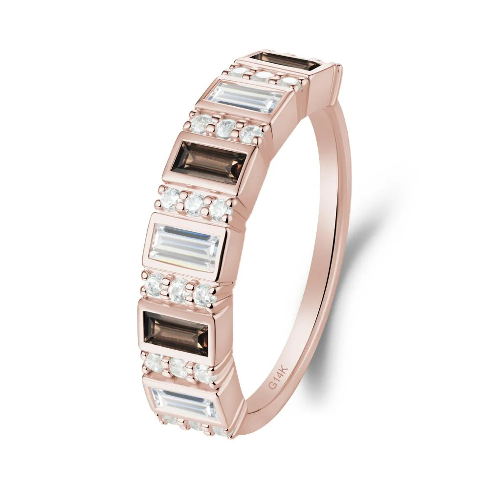 Baguette Smoky Quartz and Cubic Zirconia Half Eternity Ring - Image 4