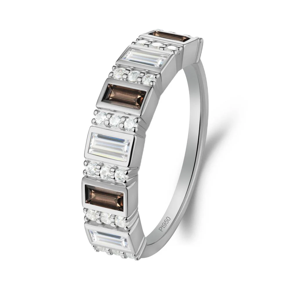 Baguette Smoky Quartz and Cubic Zirconia Half Eternity Ring - Image 7