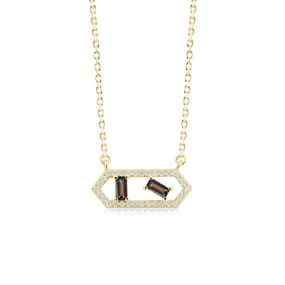 Baguette Smoky Quartz Pendant with Hexagon Halo - Image 6