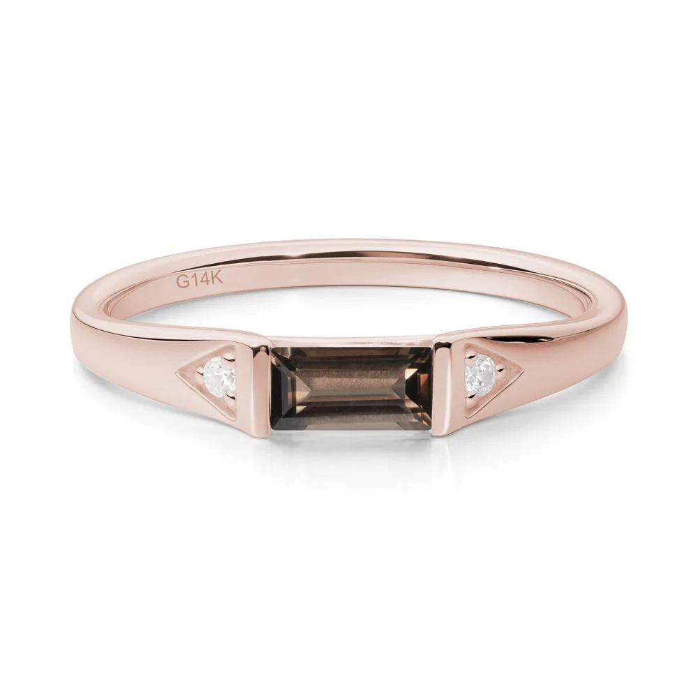 Baguette Smoky Quartz Promise Ring