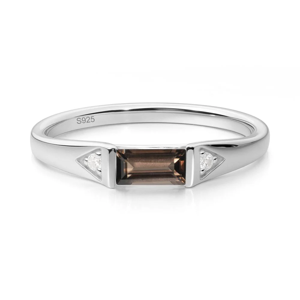 Baguette Smoky Quartz Promise Ring - Image 3