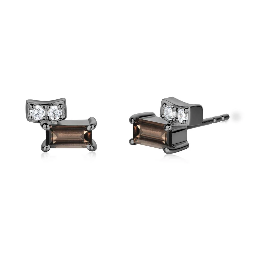 Baguette Smoky Quartz Stud Earrings - Image 5