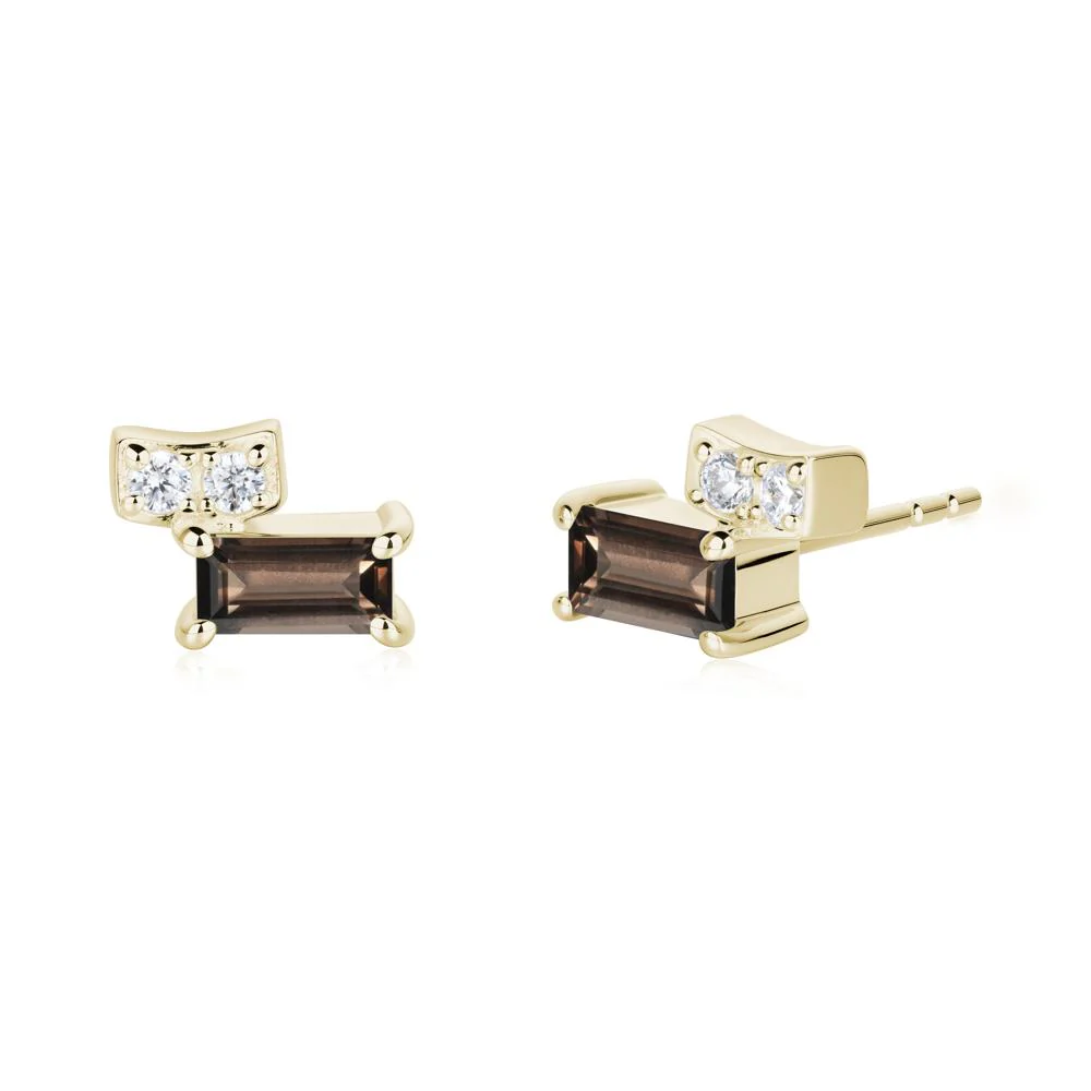 Baguette Smoky Quartz Stud Earrings - Image 8