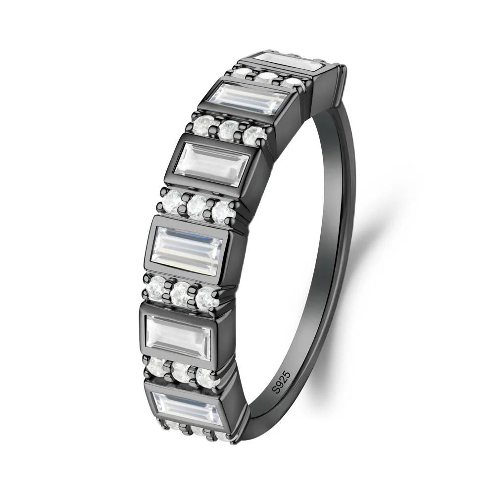 Baguette White Topaz and Cubic Zirconia Half Eternity Ring - Image 2