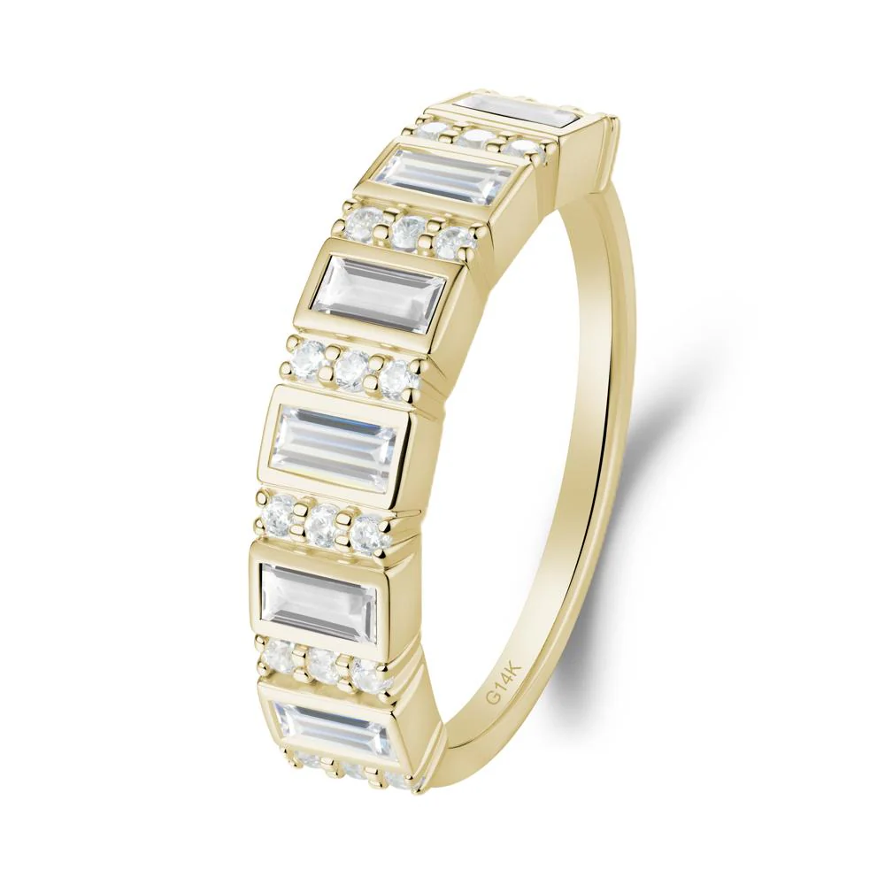 Baguette White Topaz and Cubic Zirconia Half Eternity Ring - Image 3