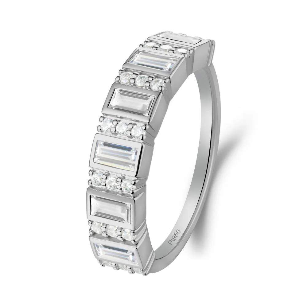 Baguette White Topaz and Cubic Zirconia Half Eternity Ring - Image 4
