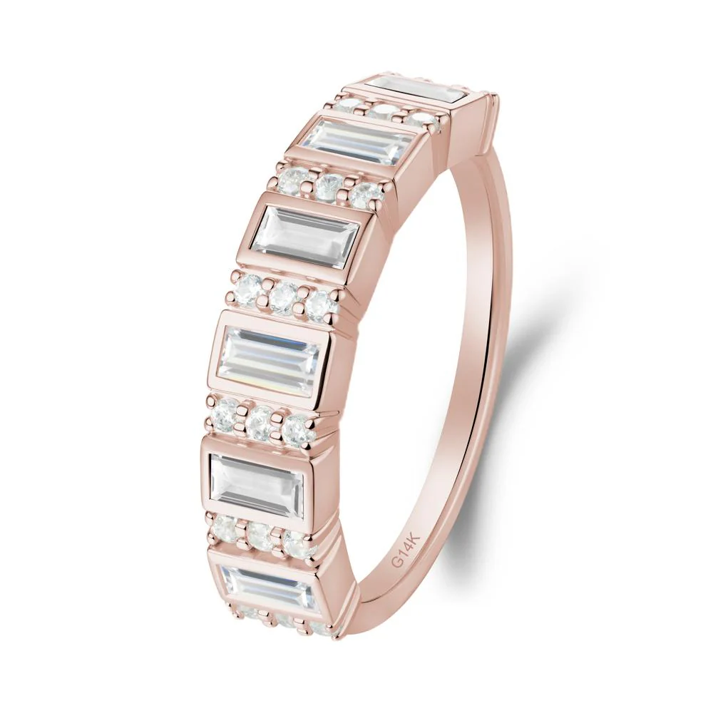 Baguette White Topaz and Cubic Zirconia Half Eternity Ring - Image 7