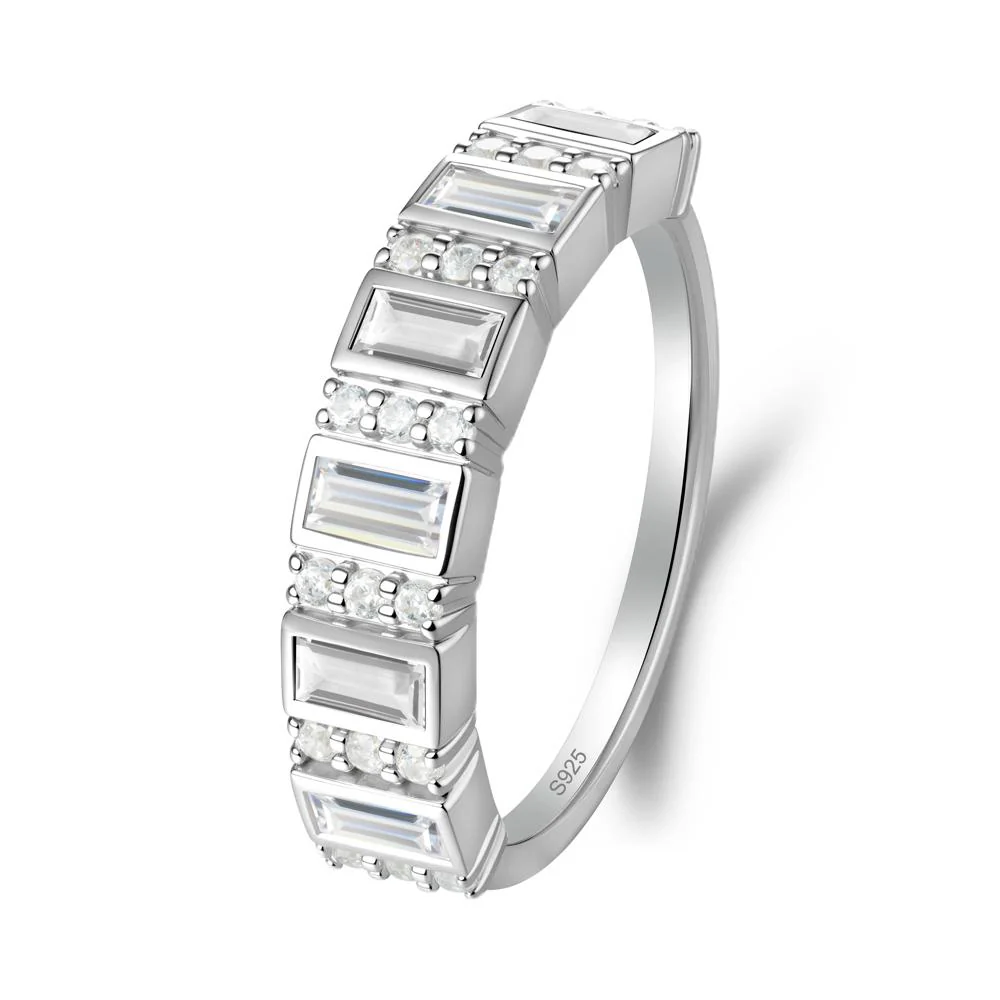 Baguette White Topaz and Cubic Zirconia Half Eternity Ring - Image 9
