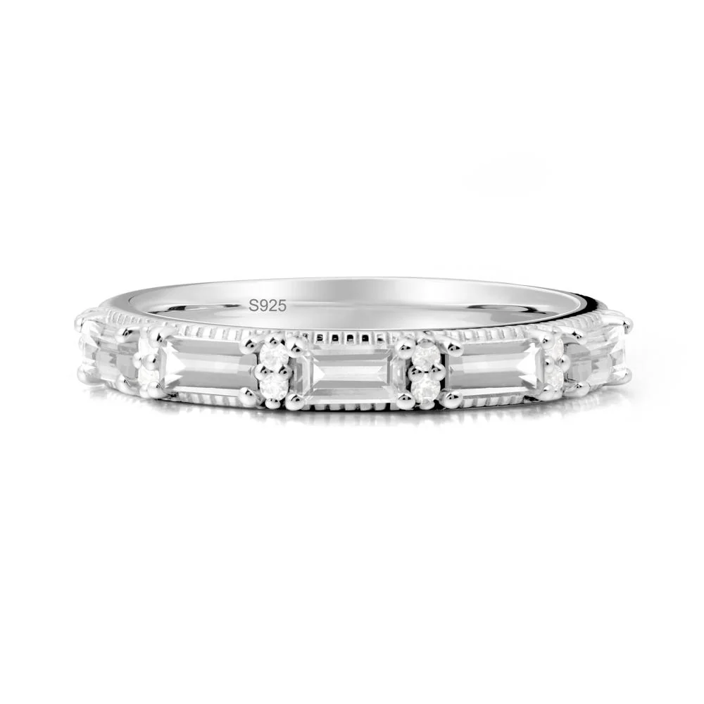 Baguette White Topaz Eternity Ring - Image 9