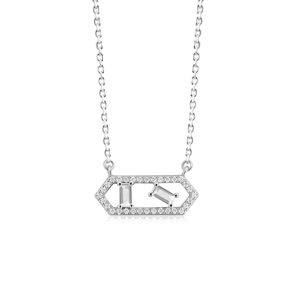 Baguette White Topaz Hexagon Necklace - Image 6