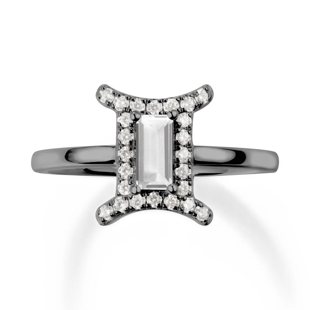 Baguette White Topaz Ring In 14K Yellow Gold