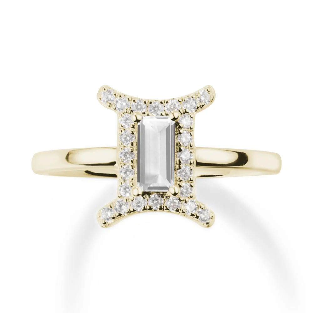 Baguette White Topaz Ring In 14K Yellow Gold - Image 4