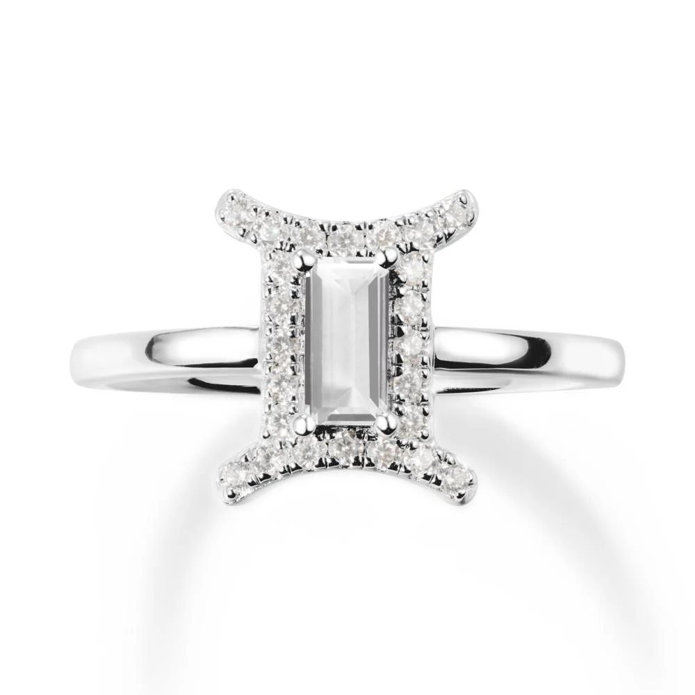 Baguette White Topaz Ring In 14K Yellow Gold - Image 6