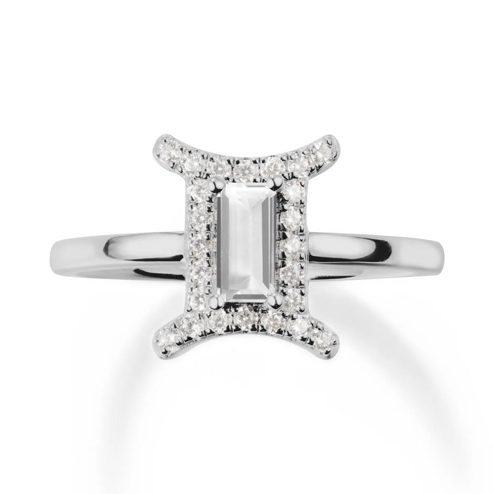 Baguette White Topaz Ring In 14K Yellow Gold - Image 8