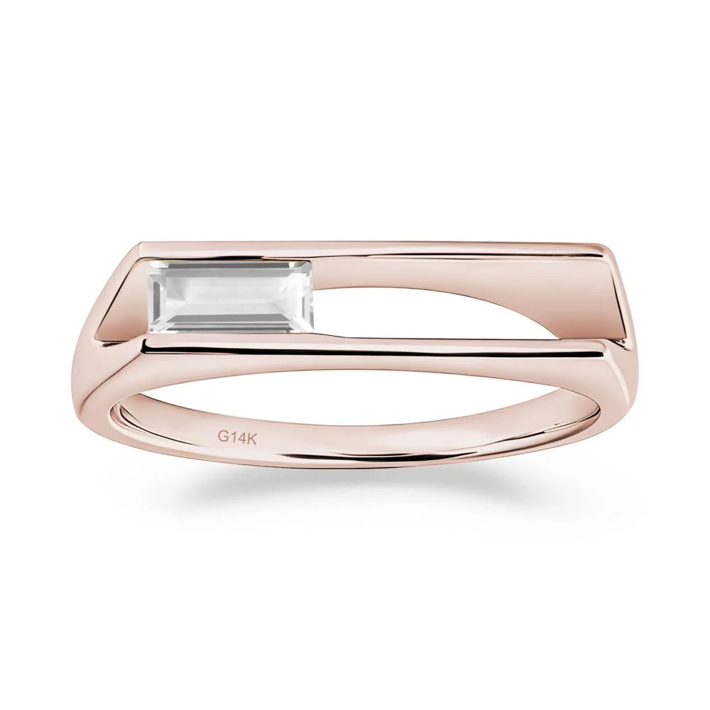Baguette White Topaz Tension Ring - Image 4