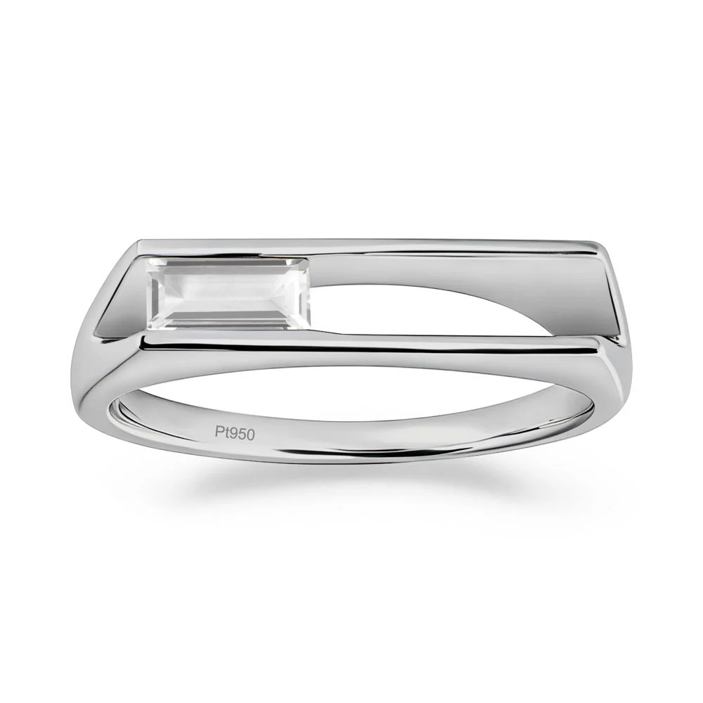 Baguette White Topaz Tension Ring - Image 5