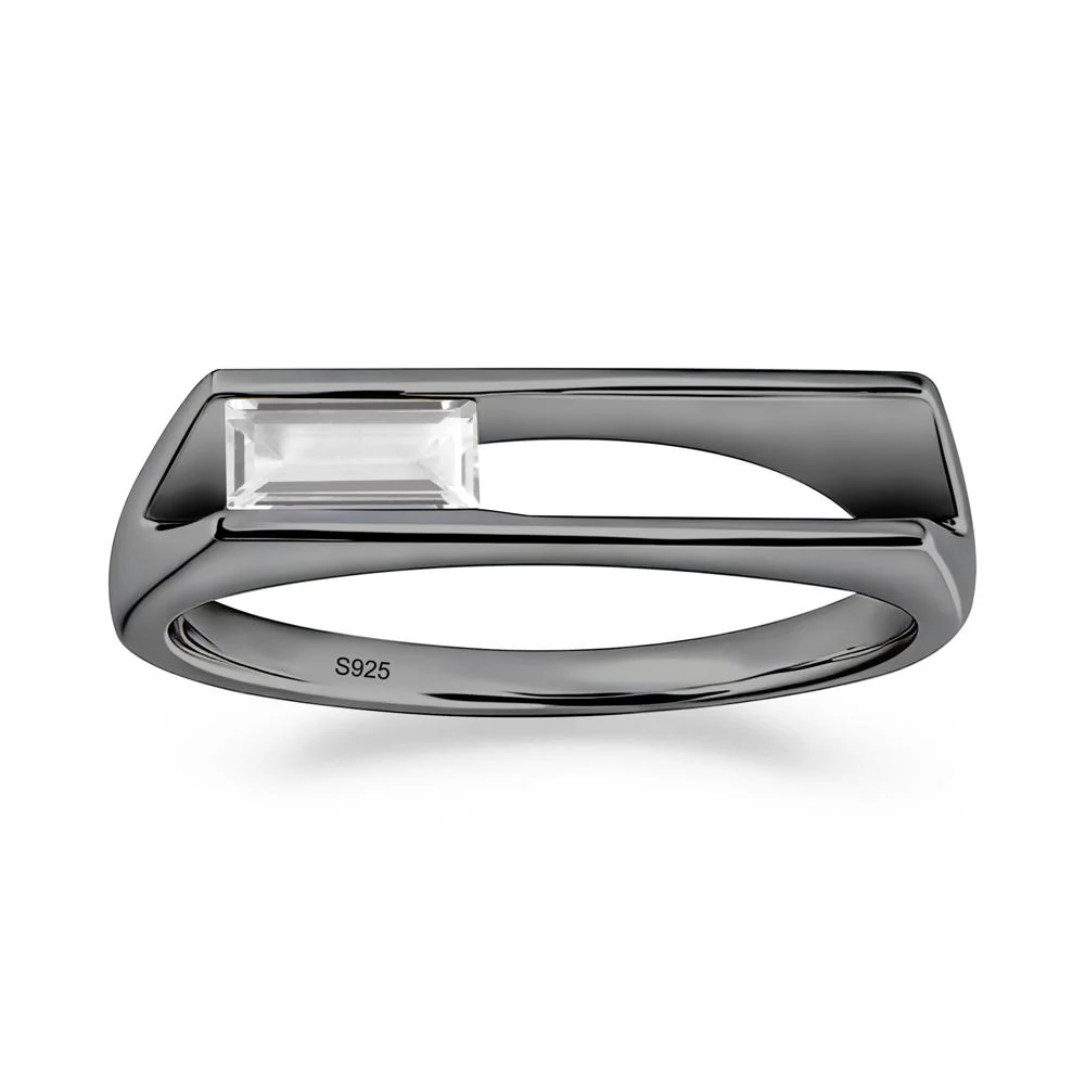 Baguette White Topaz Tension Ring - Image 8