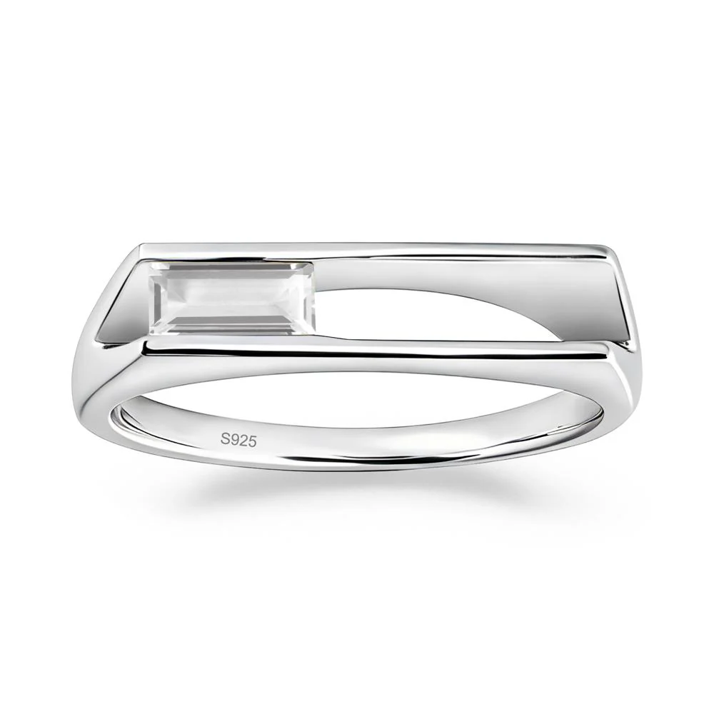 Baguette White Topaz Tension Ring - Image 9