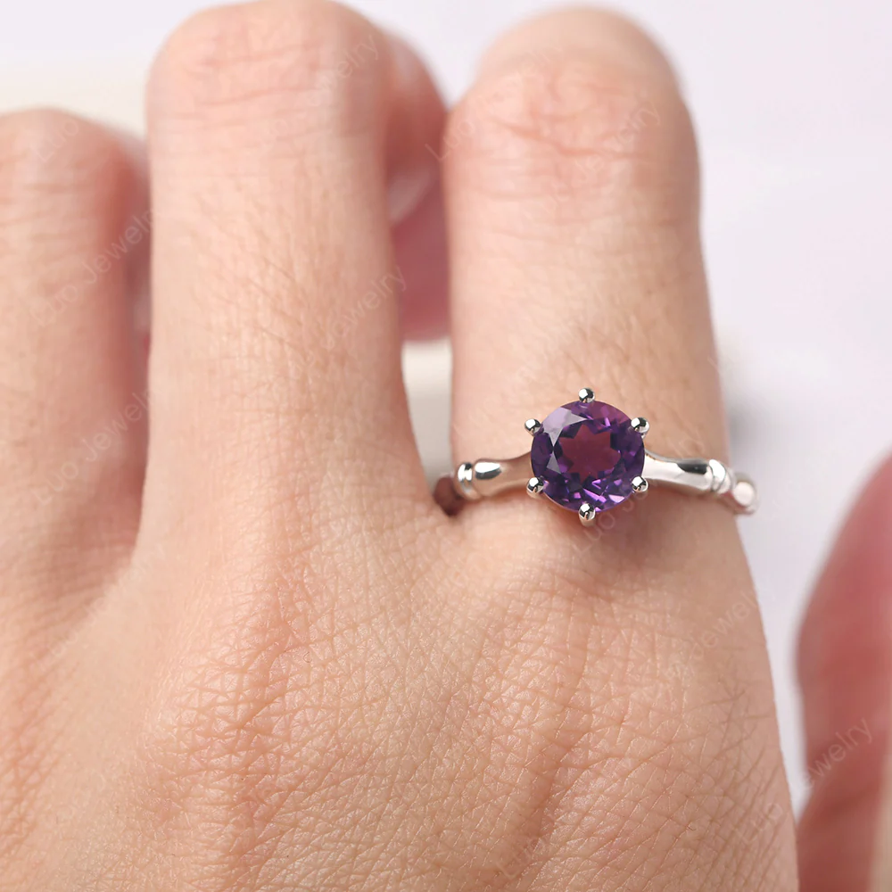 Amethyst Bamboo Ring - Image 5
