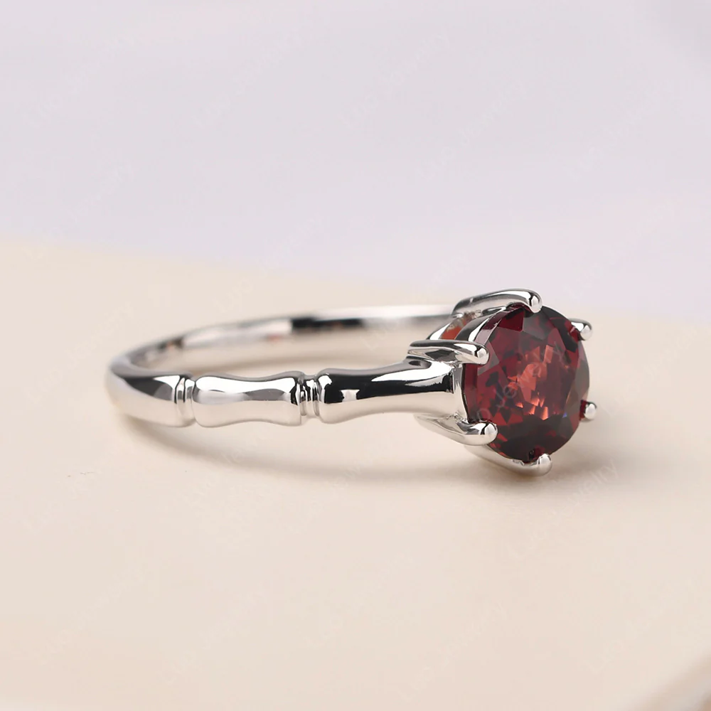 Garnet Six Prong Round Engagement Ring - Image 2