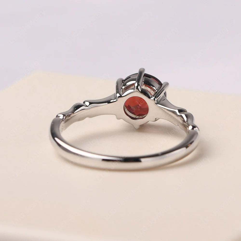 Garnet Six Prong Round Engagement Ring - Image 3