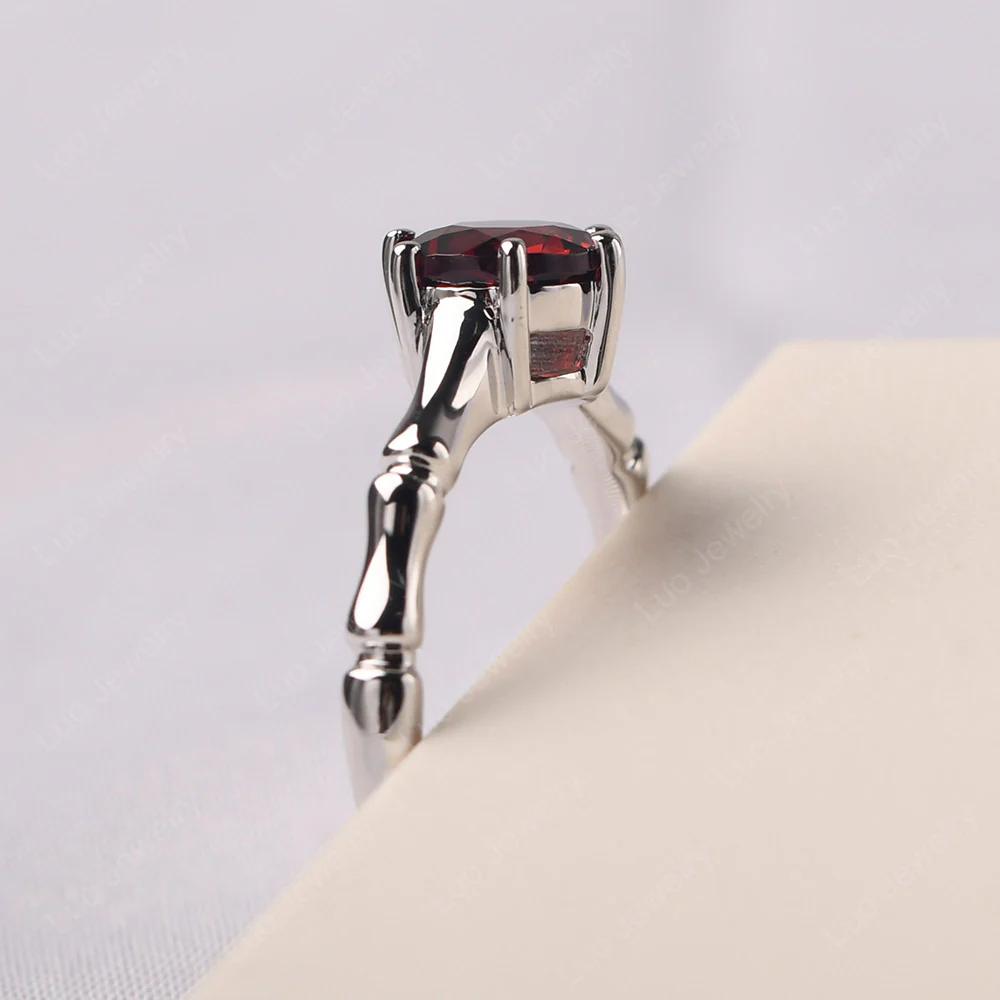 Garnet Six Prong Round Engagement Ring - Image 4