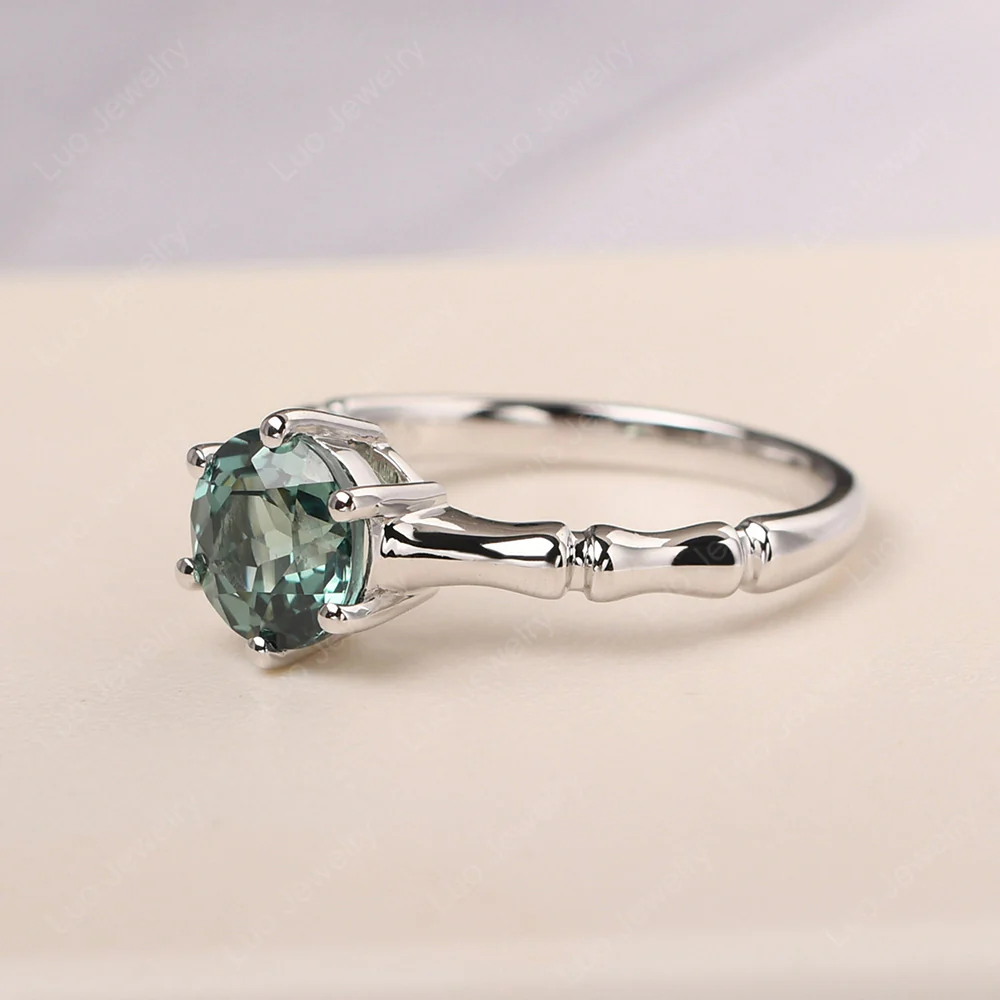 Green Sapphire Bamboo Ring - Image 2