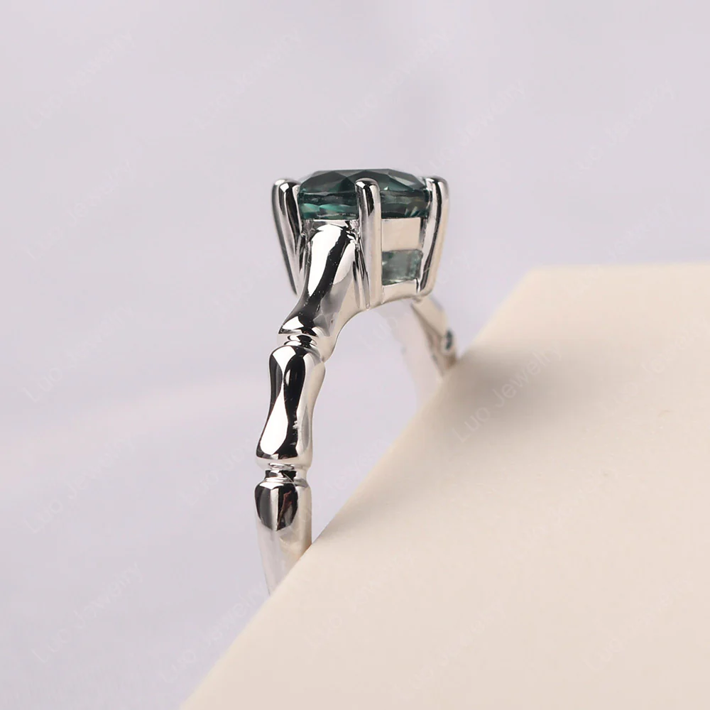 Green Sapphire Bamboo Ring - Image 4