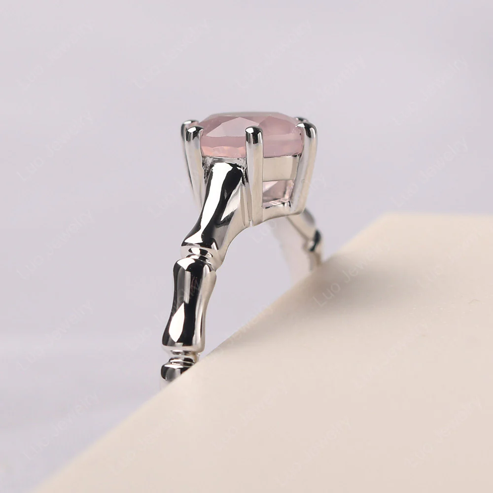 Rose Quartz Bamboo Ring - Image 4