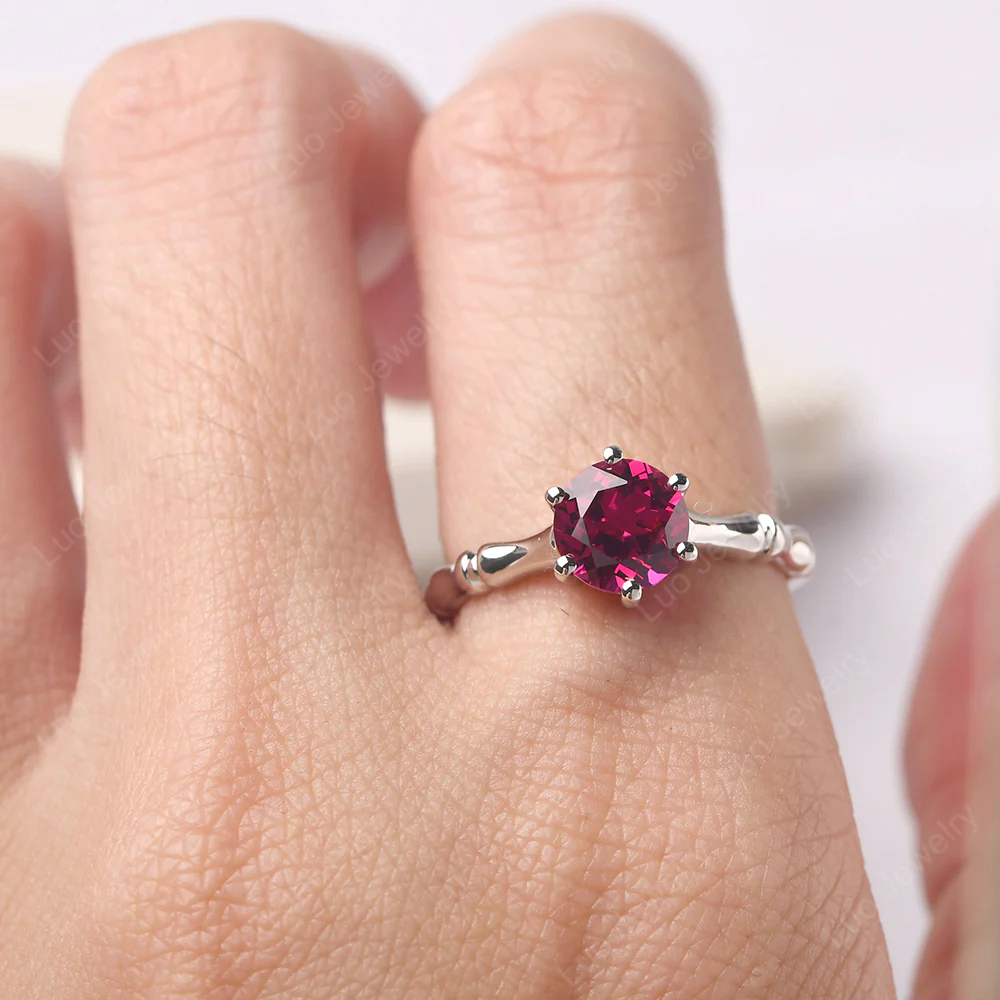 Ruby Six Prong Round Engagement Ring - Image 5