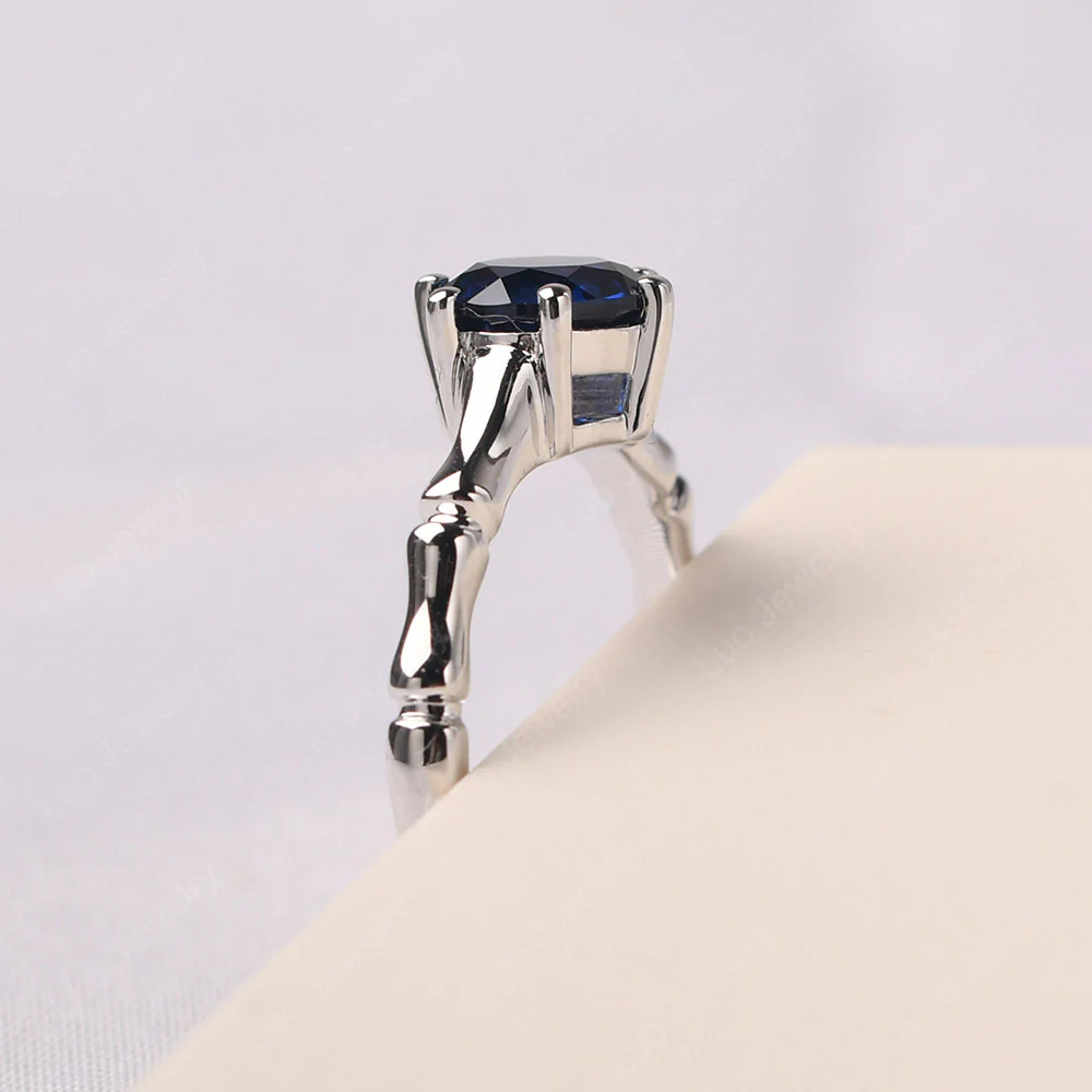 Bamboo 6 Prong Sapphire Ring - Image 4