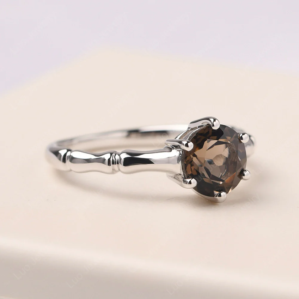 Smoky Quartz Bamboo Ring - Image 2