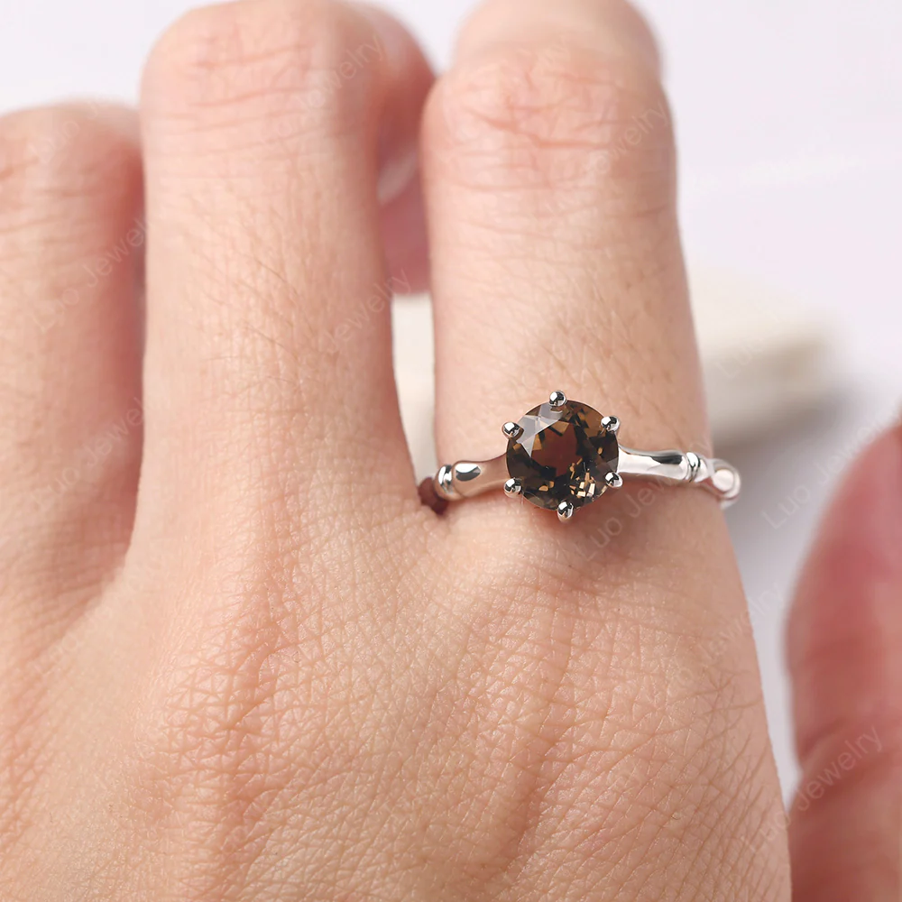 Smoky Quartz Bamboo Ring - Image 5