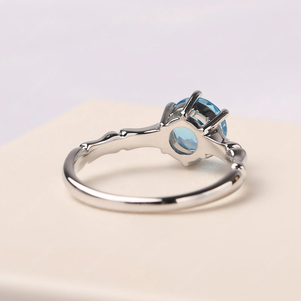 Swiss Blue Topaz Six Prong Round Engagement Ring - Image 3