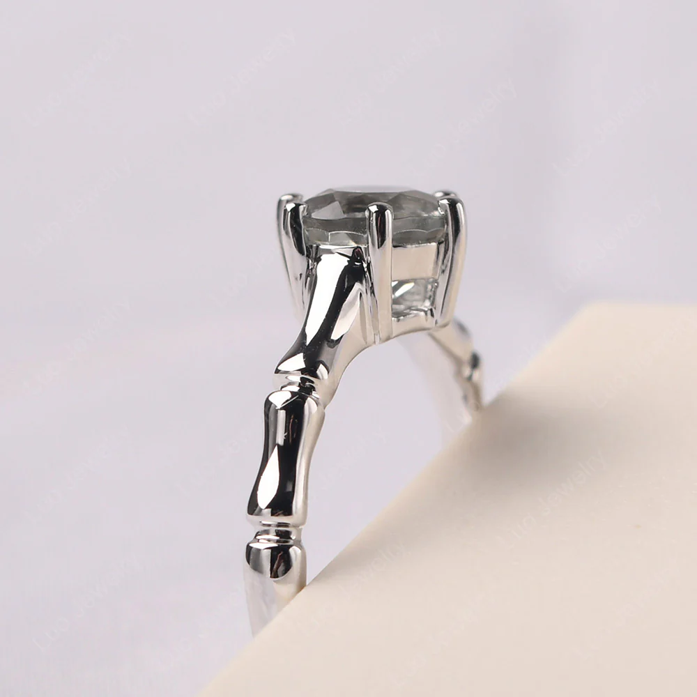 Bamboo 6 Prong White Topaz Ring - Image 4