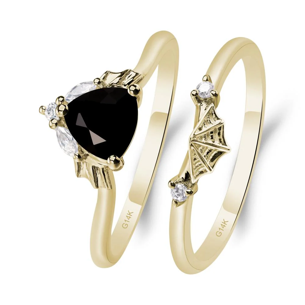 Black Spinel Gothic Wedding Ring Sets - Image 4