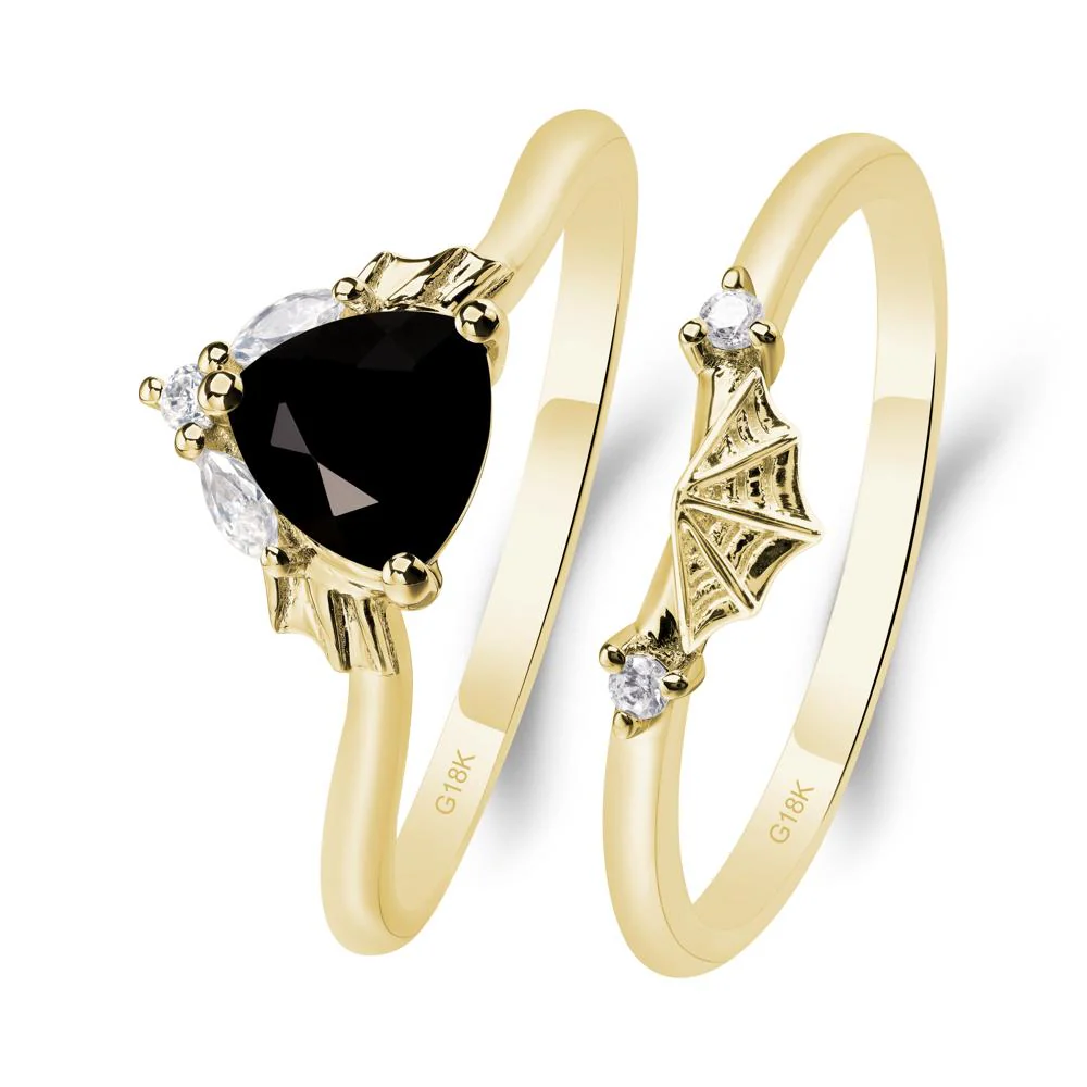 Black Spinel Gothic Wedding Ring Sets - Image 8
