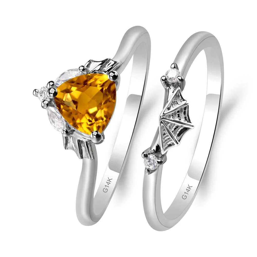 Citrine Bat and Spider Web Ring Set - Image 4