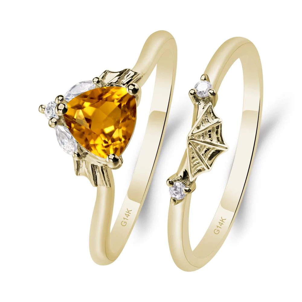 Citrine Bat and Spider Web Ring Set - Image 5