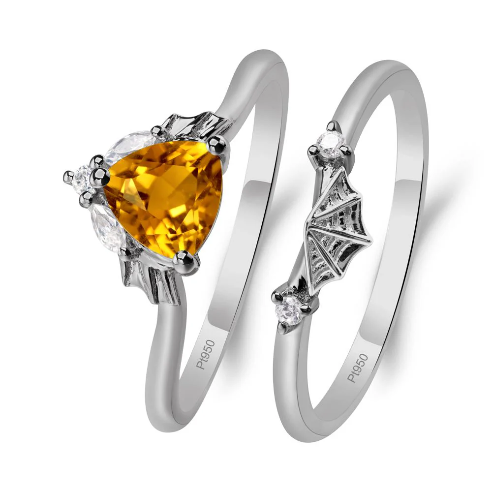 Citrine Bat and Spider Web Ring Set - Image 6