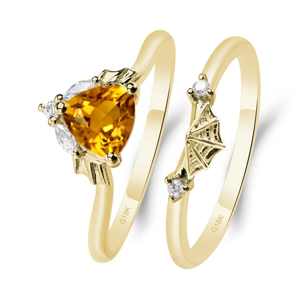 Citrine Bat and Spider Web Ring Set - Image 8