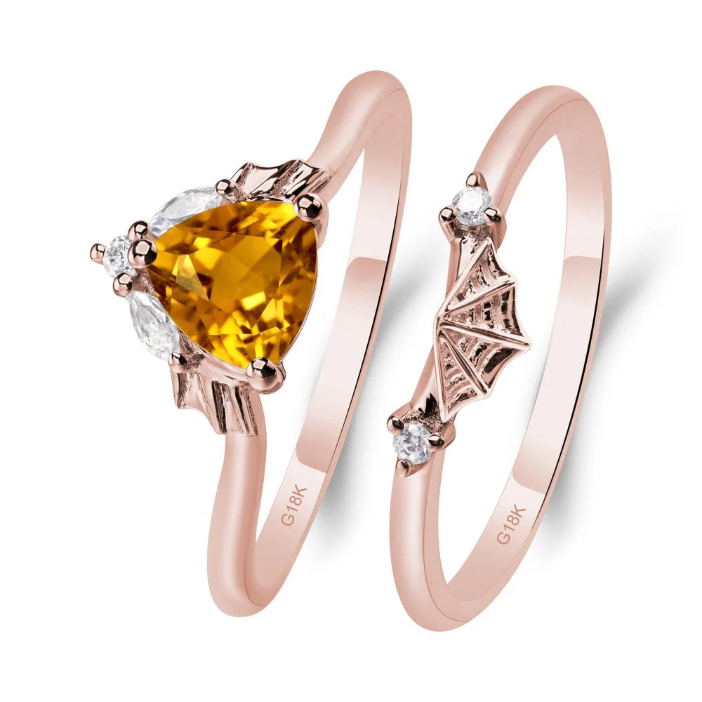 Citrine Bat and Spider Web Ring Set - Image 9