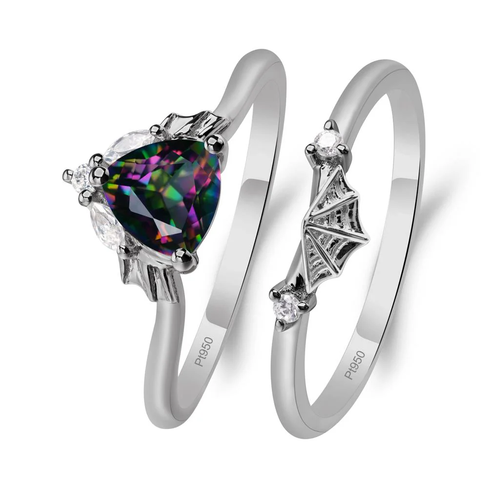 Mystic Topaz Bat and Spider Web Ring Set - Image 6
