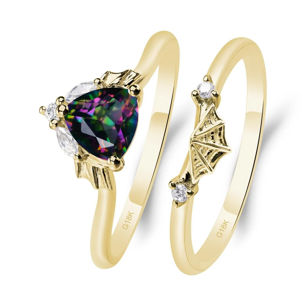Mystic Topaz Bat and Spider Web Ring Set - Image 8