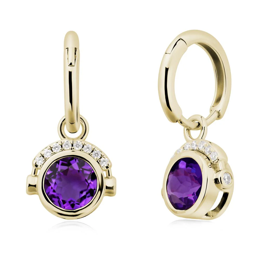 Bezel Amethyst Earrings Inspired By Headphones - Image 4