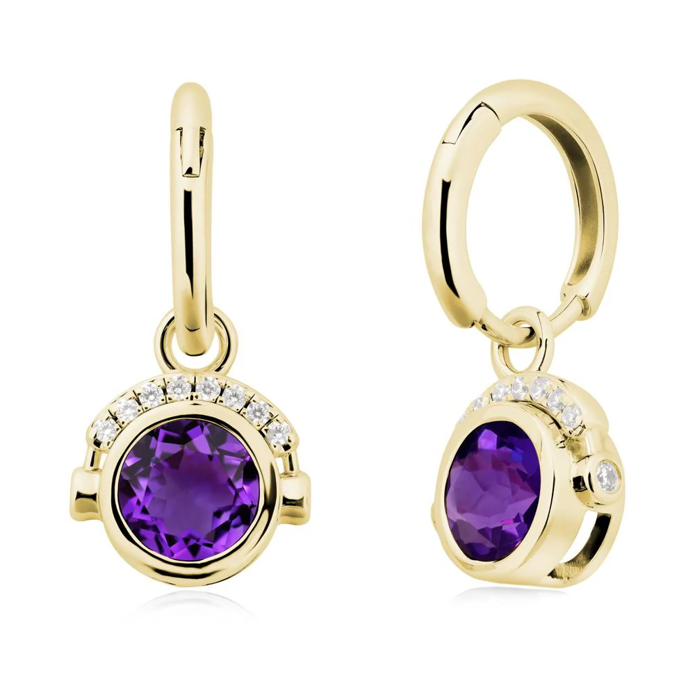 Bezel Amethyst Earrings Inspired By Headphones - Image 7