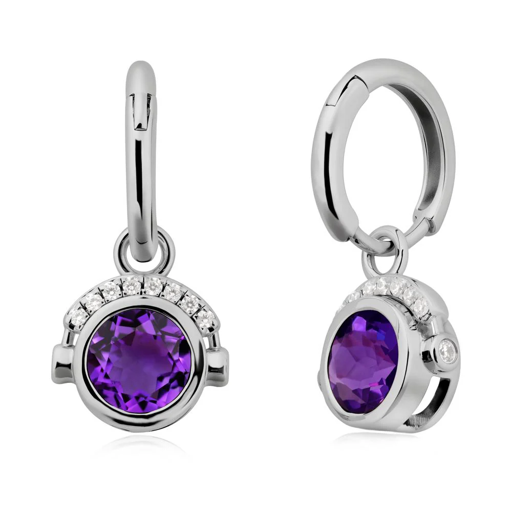Bezel Amethyst Earrings Inspired By Headphones - Image 9