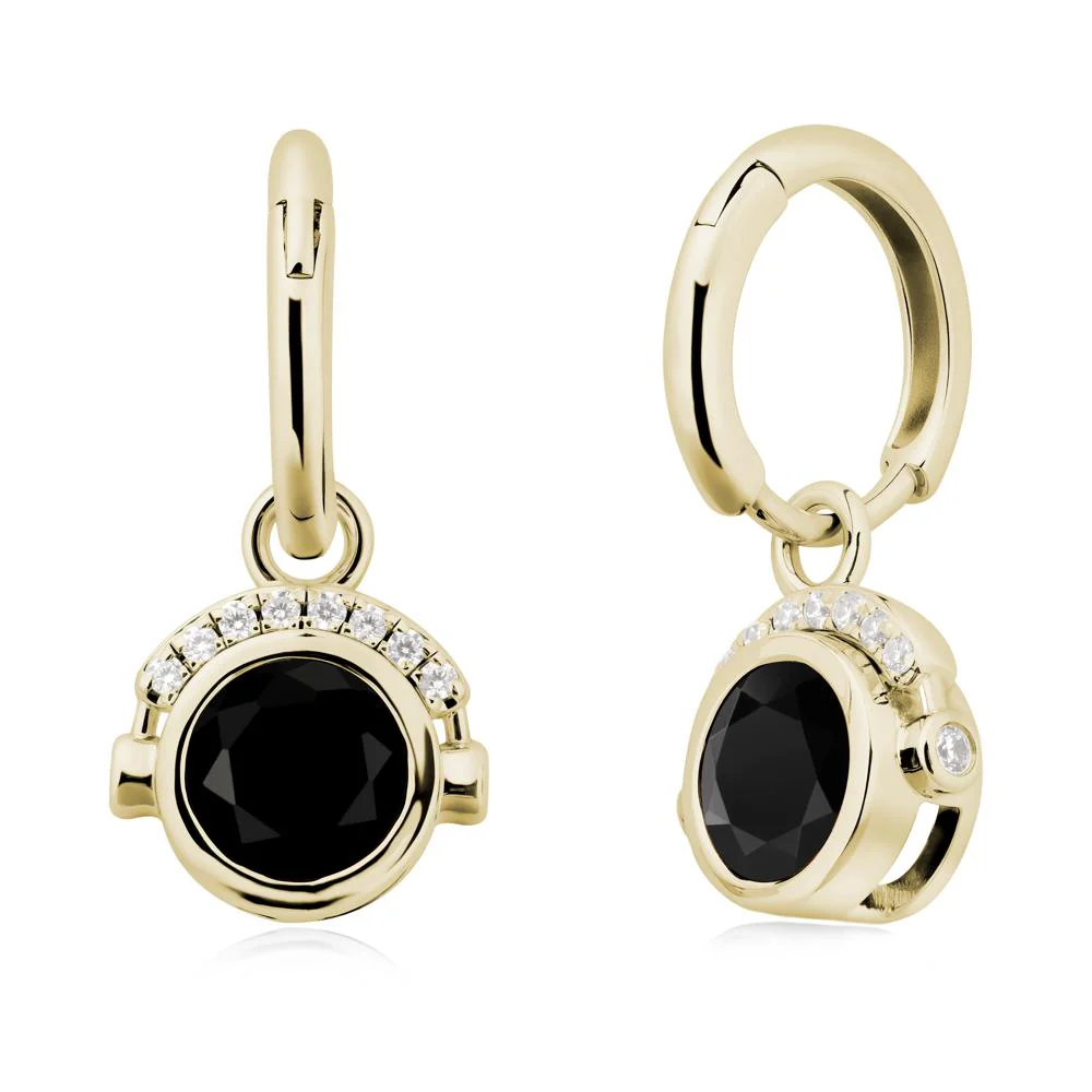 Bezel Black Spinel Earrings Inspired By Headphones