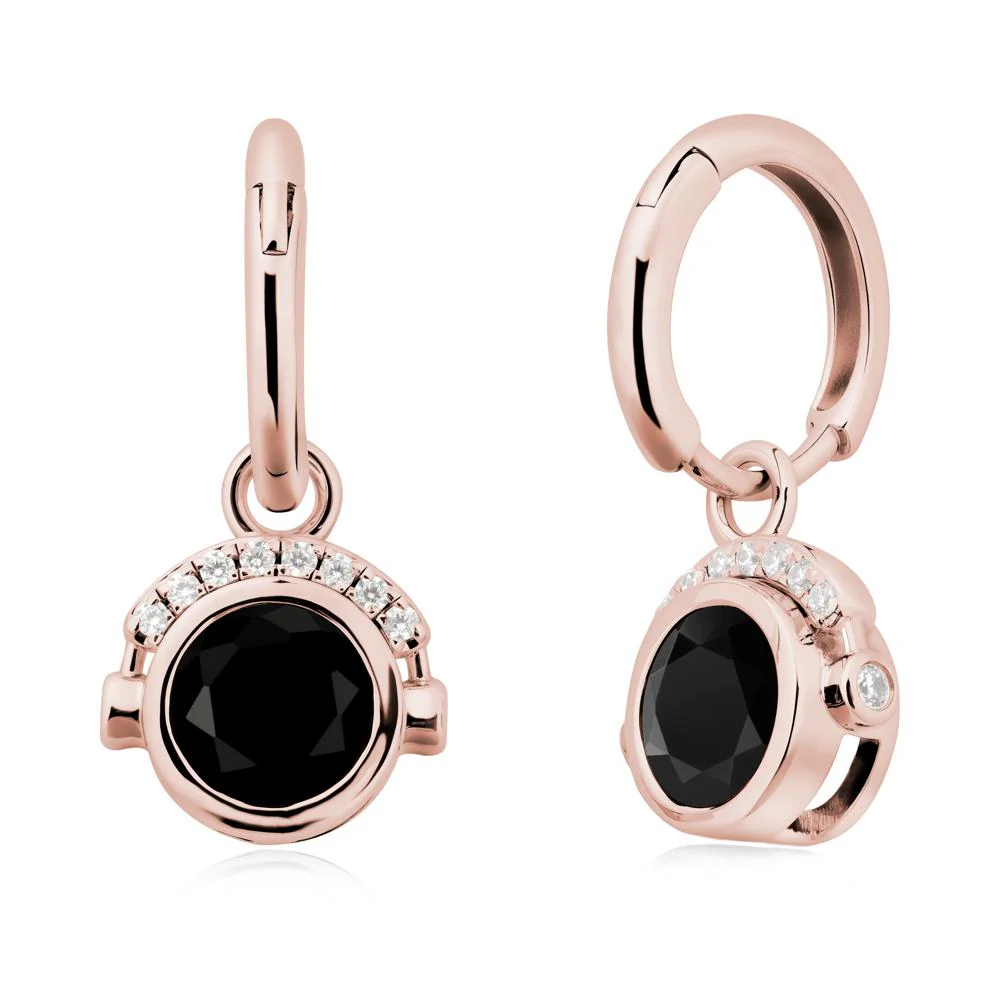 Bezel Black Spinel Earrings Inspired By Headphones - Image 4
