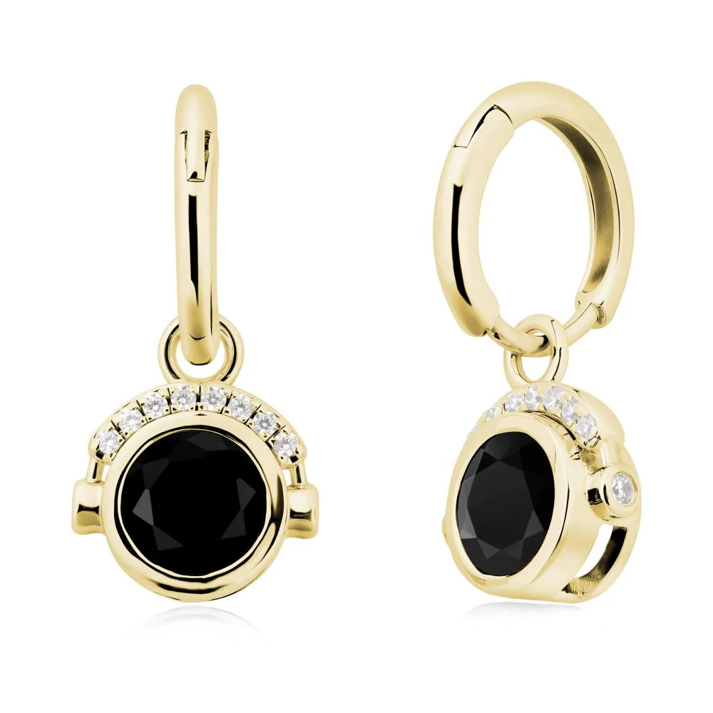 Bezel Black Spinel Earrings Inspired By Headphones - Image 6